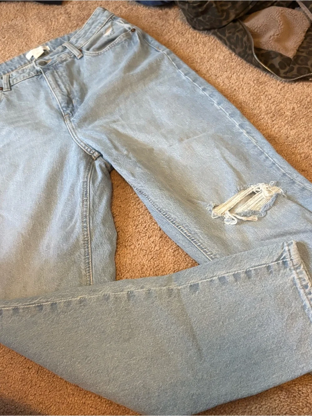 Light Wash Distressed High-Rise Jeans